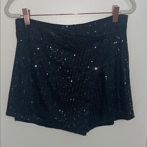 Black Sequin Mini Skirt / Shorts / Skort | M